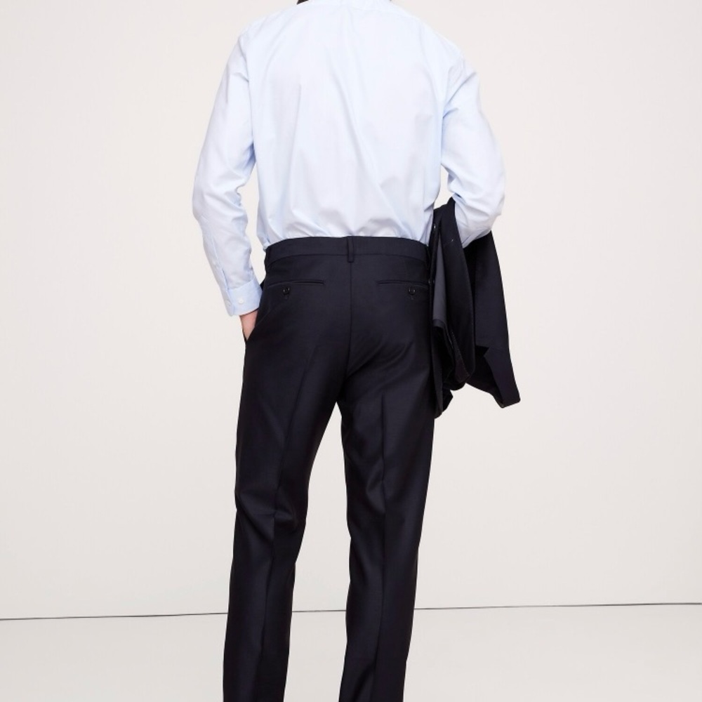 Banana Republic Men’s Italian Hopsack Suit Pant, Navy Blue, 32x34, Slim Fit
